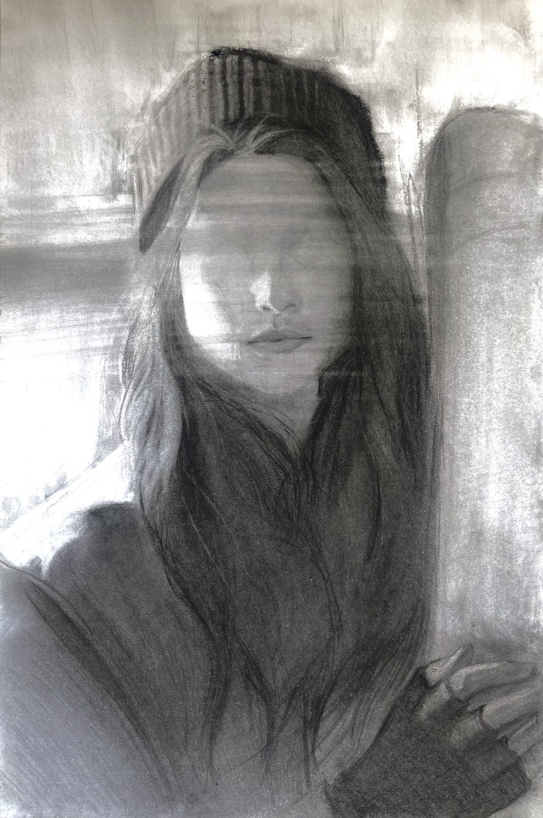 Girl with a beanie, fusain sur papier par Selim Ben Turkia