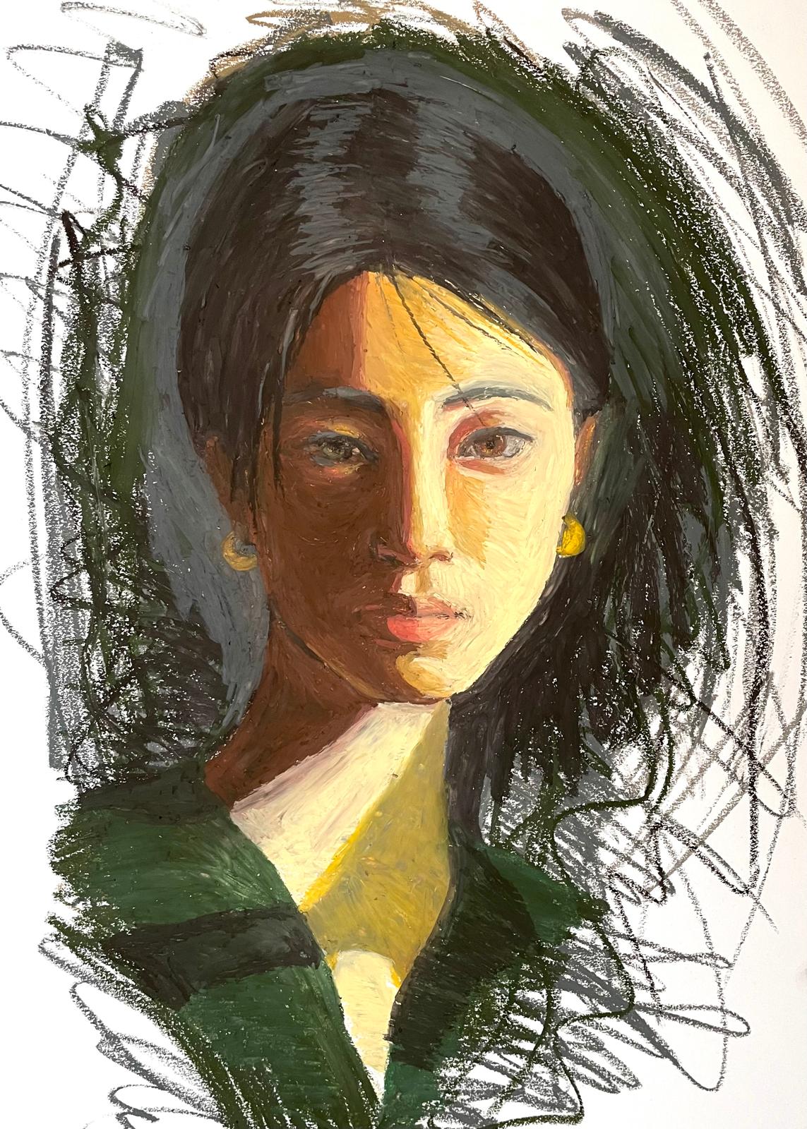 My baby blue, pastel sur papier par Selim Ben Turkia